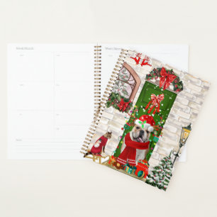 English Bulldog Christmas Throw Planer
