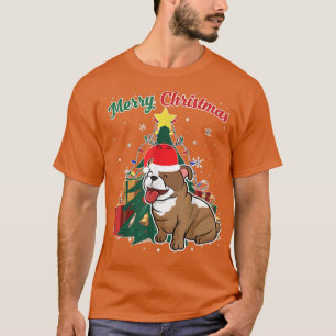 English Bulldog Christmas Tree Snow Flakes Xmas T-Shirt