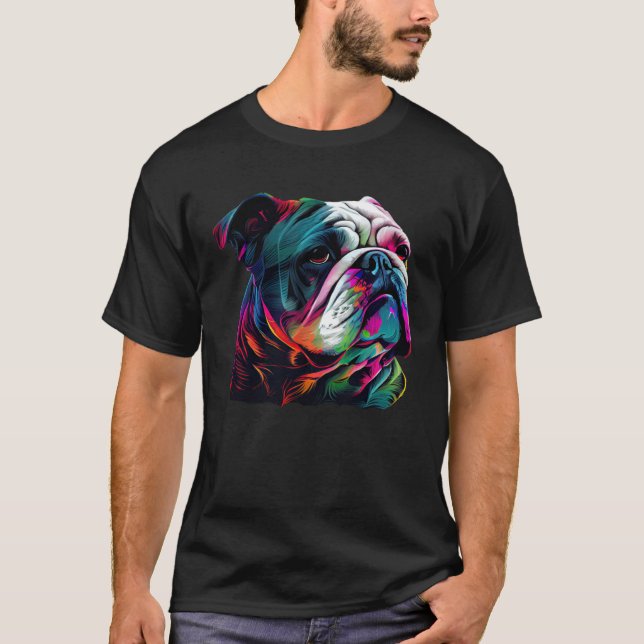 English Bulldog  Colorful Pop English Bulldog T-Shirt (Vorderseite)