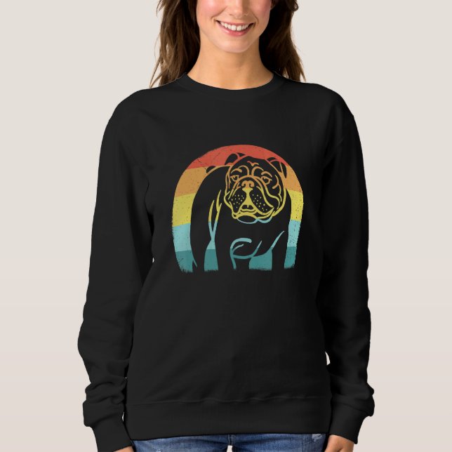 English Bulldog Cool Retro Vintag Sunset Bulldog Sweatshirt (Vorderseite)