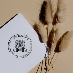 English Bulldog Custom Family Rücksendeadresse Gummistempel