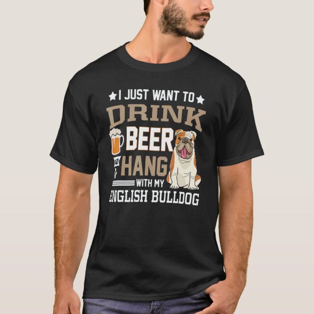 English Bulldog Dad   British Dog  Beer T-Shirt (Vorderseite)