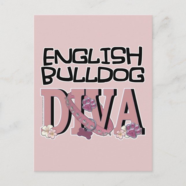 English Bulldog DIVA Postkarte (Vorderseite)