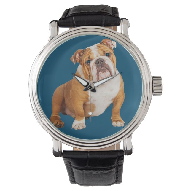 English Bulldog Dog Armbanduhr (Vorderseite)
