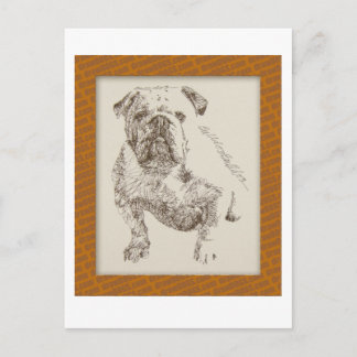 English Bulldog dog art gezeichnet von worten Postkarte