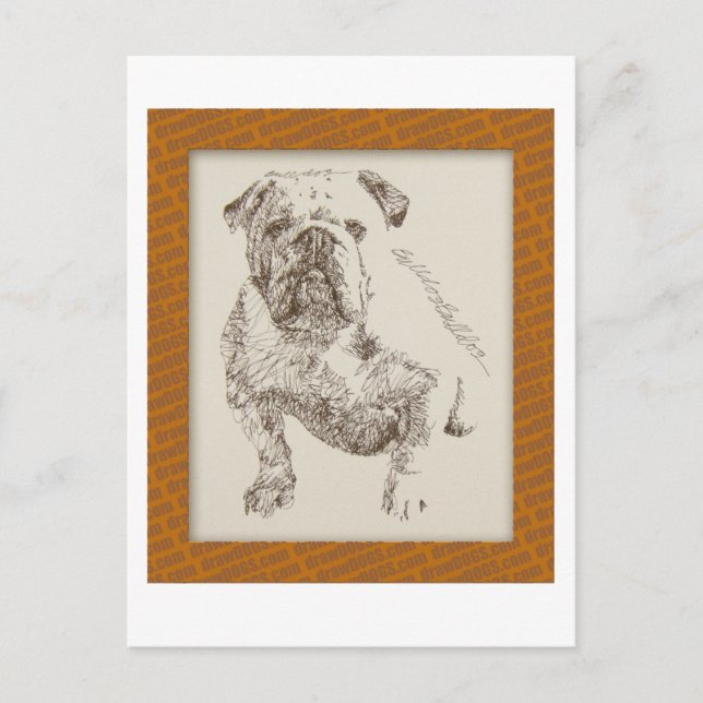 English Bulldog dog art gezeichnet von worten Postkarte (Vorderseite)