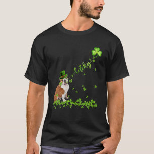 English Bulldog Dog Funny Kleeblatt St. Patrick's  T-Shirt