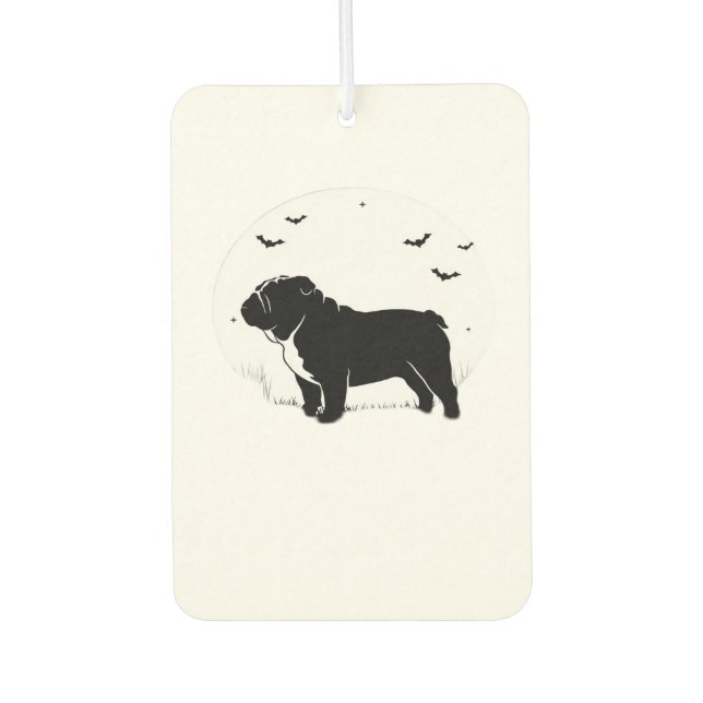 English Bulldog Dog � Halloween Moon Silhouette Ov Autolufterfrischer (Vorderseite)