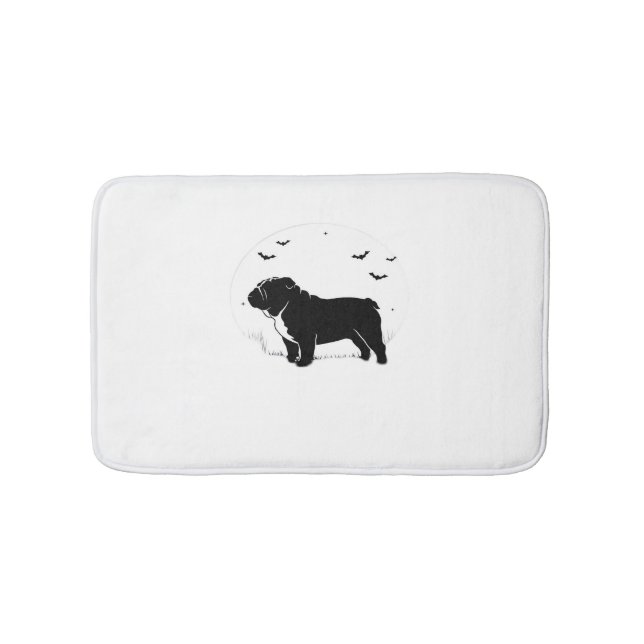 English Bulldog Dog - Halloween Moon Silhouette Ov Badematte (Vorderseite)