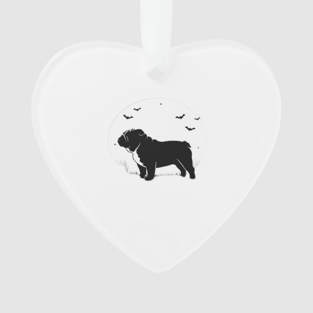 English Bulldog Dog � Halloween Moon Silhouette Ov Ornament (Vorderseite)