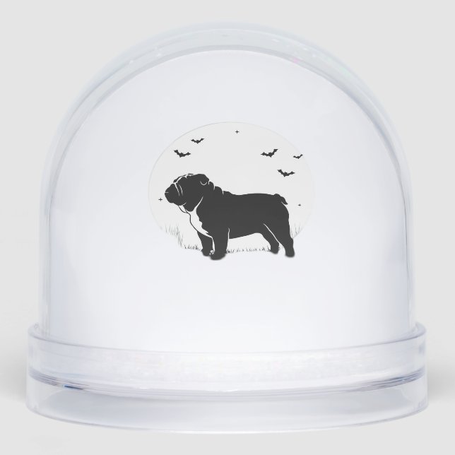 English Bulldog Dog � Halloween Moon Silhouette Ov Schneekugeln (Vorderseite)