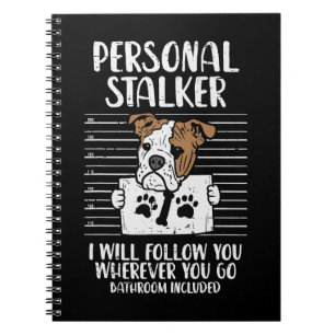 English Bulldog Dog Lover Personal Stalker Englisc Notizblock