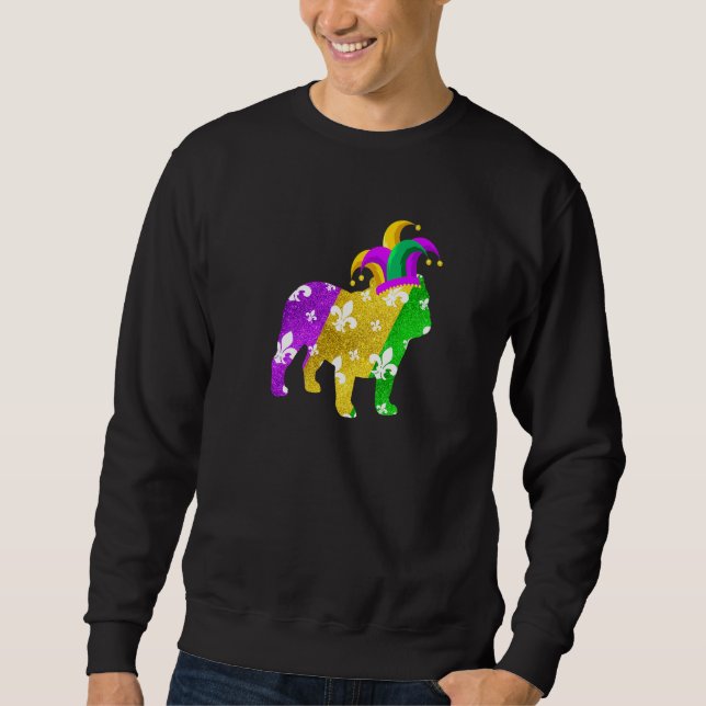 English Bulldog Dog Mardi Gras Carnivals Funny Pup Sweatshirt (Vorderseite)
