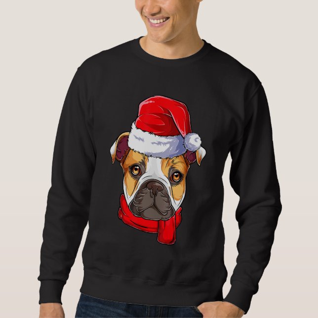English Bulldog Dog Santa Claus Pajama Christmas W Sweatshirt (Vorderseite)