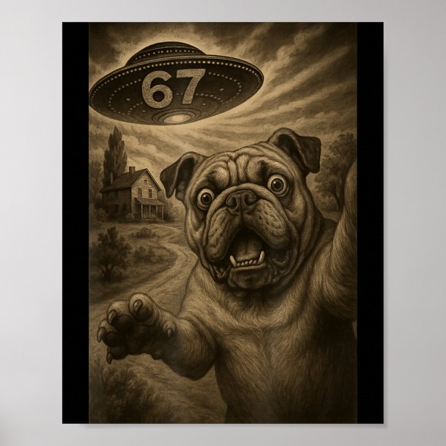 English Bulldog Dog Selfie 67 Meme Six Seven Funny Poster (Vorne)
