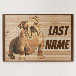 English Bulldog dog wood Rustic Puzzle