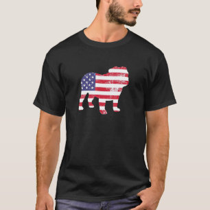 English Bulldog Dogs American Flag for Fouth of Ju T-Shirt