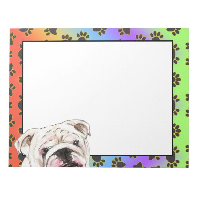 English Bulldog farbenfrohe Hundekuh Muster Notepa Notizblock (Vorderseite)