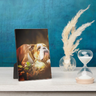 English Bulldog Forest Foto Fotoplatte