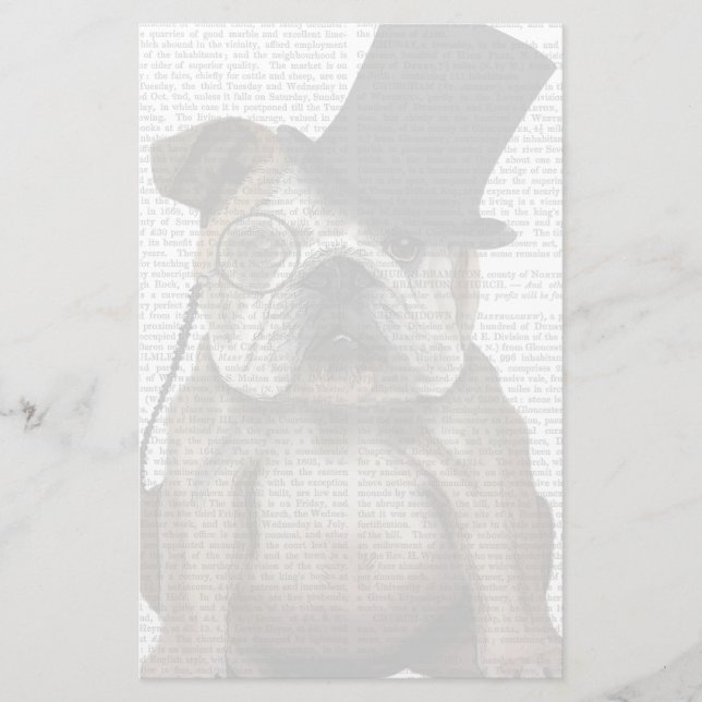 English Bulldog, Formal Hound und Hat Briefpapier (Vorderseite)