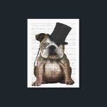 English Bulldog, Formal Hound und Hat Leinwanddruck<br><div class="desc">English Bulldog,  Formal Hound und Hat von FabFunky. Ein deutscher Bulldog mit einem tollen Ohrhut und Monokel. | 191409D</div>