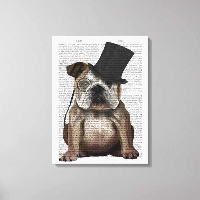 English Bulldog, Formal Hound und Hat Leinwanddruck (Vorderseite)