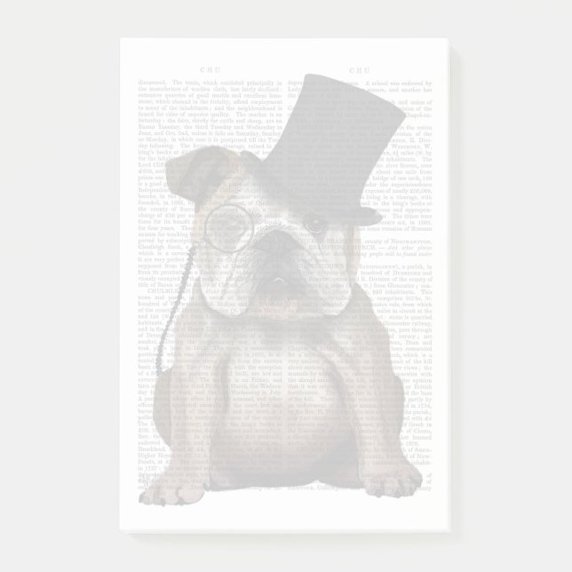 English Bulldog, Formal Hound und Hat Post-it Klebezettel (Vorderseite)