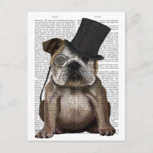 English Bulldog, Formal Hound und Hat Postkarte