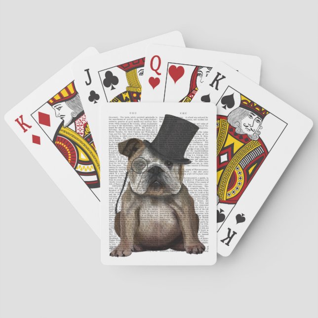 English Bulldog, Formal Hound und Hat Spielkarten (Rückseite)