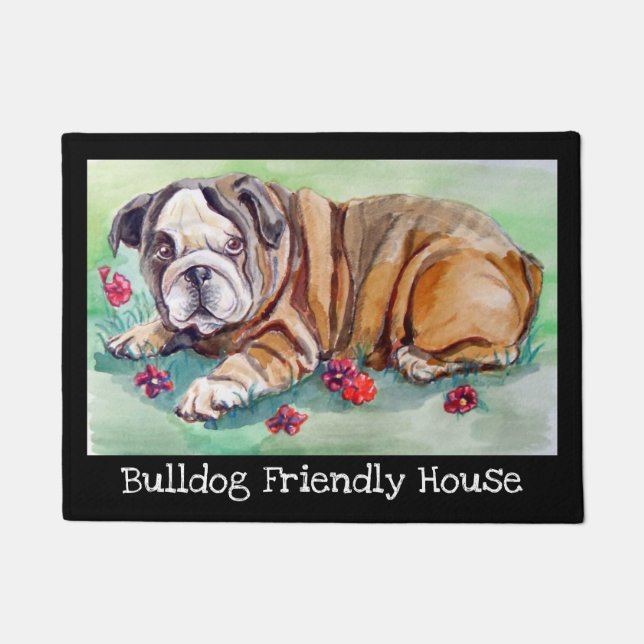 English Bulldog Friendly House Doormat Fußmatte (Vorderseite)