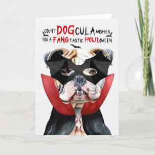 English Bulldog Funny Count DOGcula Halloween Feiertagskarte