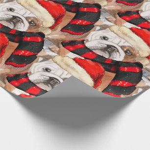 English Bulldog Gemustert Weihnachten Geschenkpapier