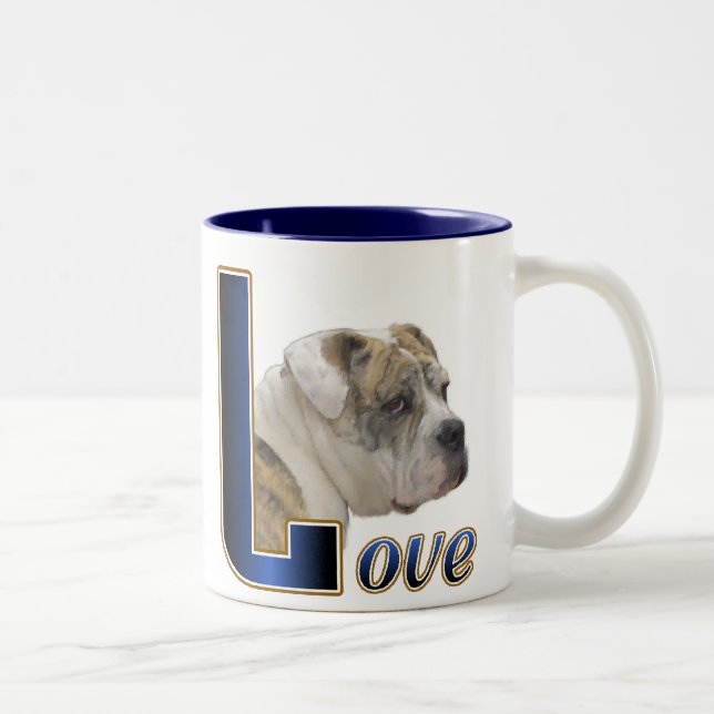 English Bulldog Geschenke Zweifarbige Tasse (Rechts)
