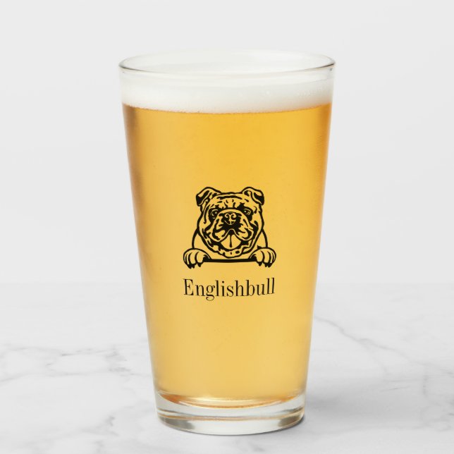English Bulldog Glass Tumbler (Vorne (Gefüllt))