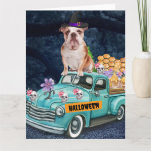 English Bulldog Halloween Truck Beängstigende Nach Karte