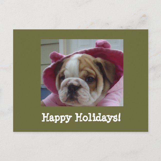 English Bulldog Happy Holidays Postkarten (Vorderseite)