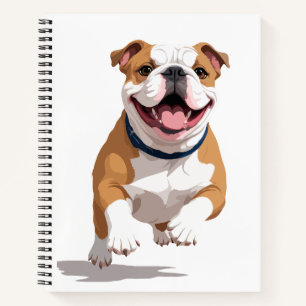 English Bulldog Happy Playful Fun Jumping Joyful Notizbuch