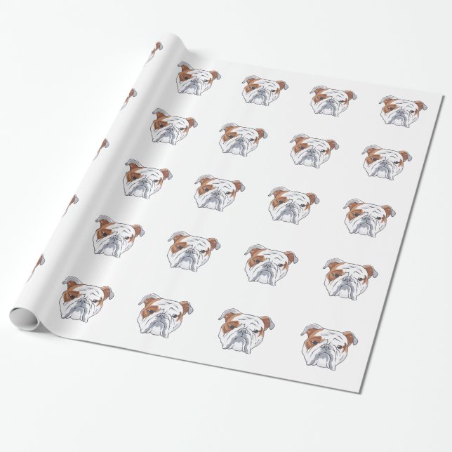 ENGLISH BULLDOG HEAD GESCHENKPAPIER (Ungerollt)