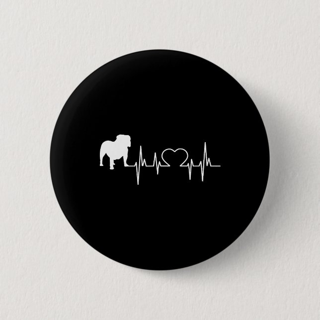 English Bulldog Heartbeat Button (Vorderseite)