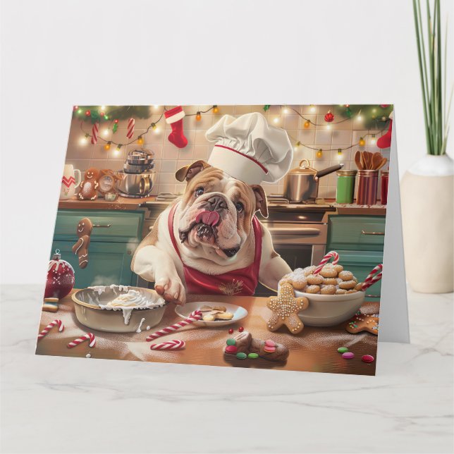 English Bulldog Holiday Baking: Festliche Weihnach Karte