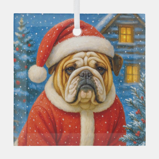 English Bulldog Holiday   Ornament Aus Glas (Vorderseite)