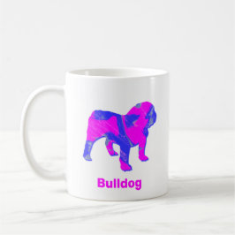 English Bulldog Hot Pink & Blue Abstrakt White Cam Kaffeetasse