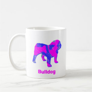 English Bulldog Hot Pink & Blue Abstrakt White Cam Kaffeetasse