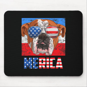 English Bulldog Hund 4. Juli American Flag Meri Mousepad