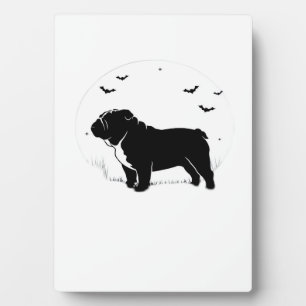 English Bulldog Hund � Halloween Mond Silhouette O Fotoplatte