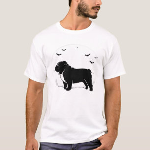 English Bulldog Hund � Halloween Mond Silhouette O T-Shirt