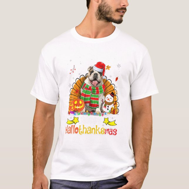 English Bulldog Hund Happy T-Shirt (Vorderseite)
