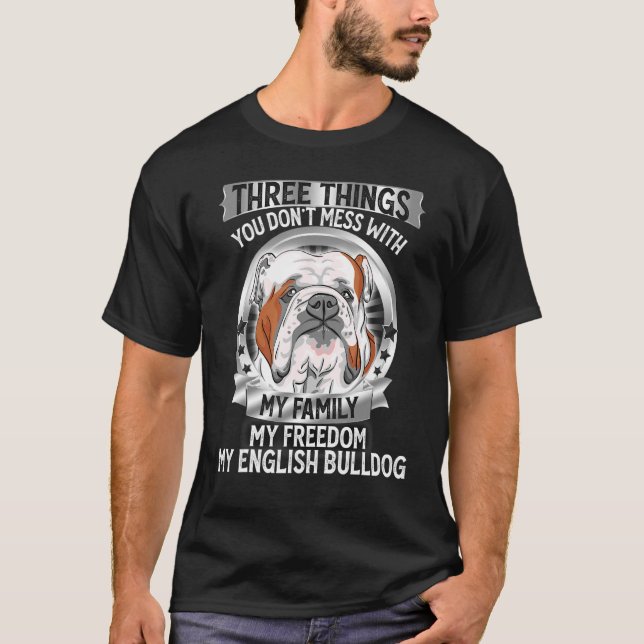 English Bulldog Hund Niedlich Puppy Pet Family T-Shirt (Vorderseite)