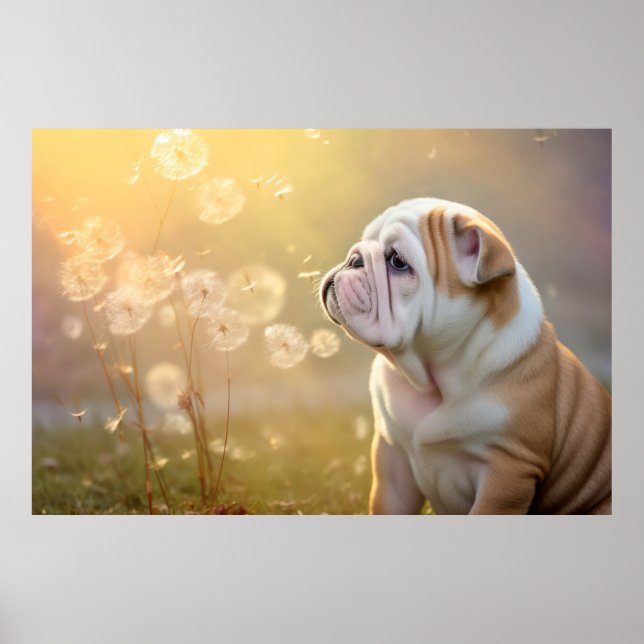 English Bulldog Hund Pet Animal Tranquil Poster (Vorne)