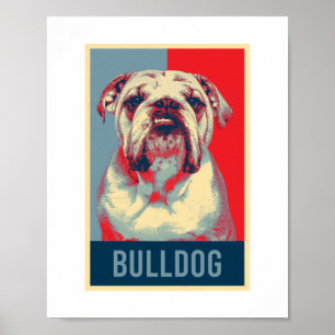 English Bulldog Hund Portrait Pop Art Poster